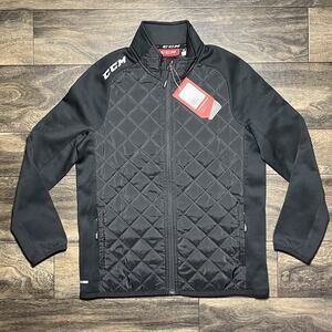 CCM Team Quilted Jacket Youth Medium Black Full Zip Hockey NWT